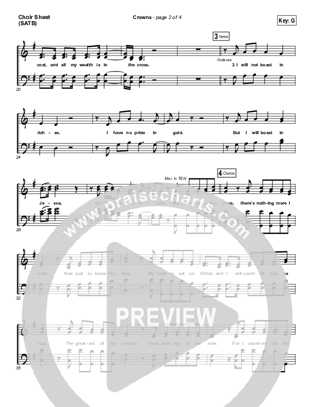 Crowns Choir Sheet (SATB) (Hillsong Worship)