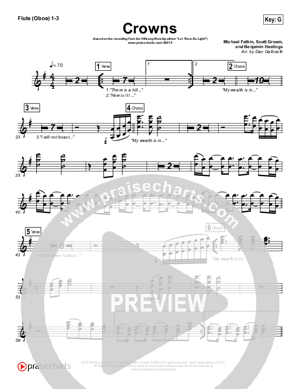Crowns Flute/Oboe 1/2/3 (Hillsong Worship)