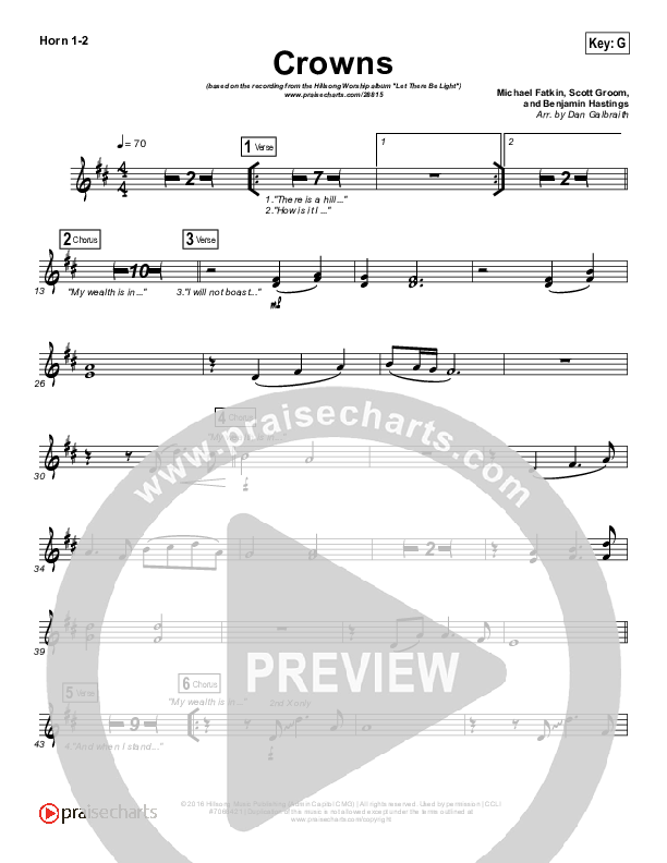 Crowns French Horn 1/2 (Hillsong Worship)