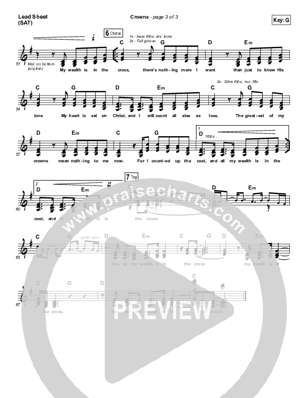 Crowns Lead Sheet (SAT) (Hillsong Worship)