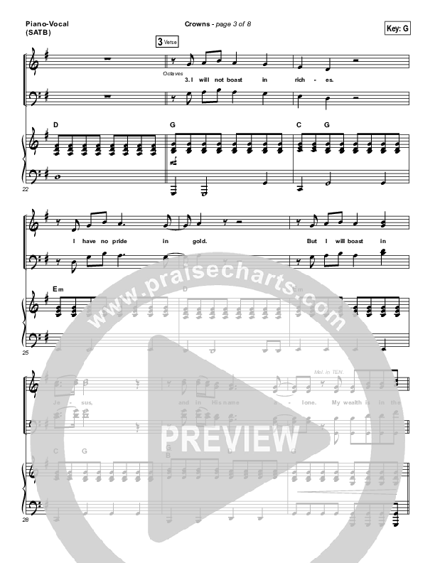 Crowns Piano/Vocal (SATB) (Hillsong Worship)