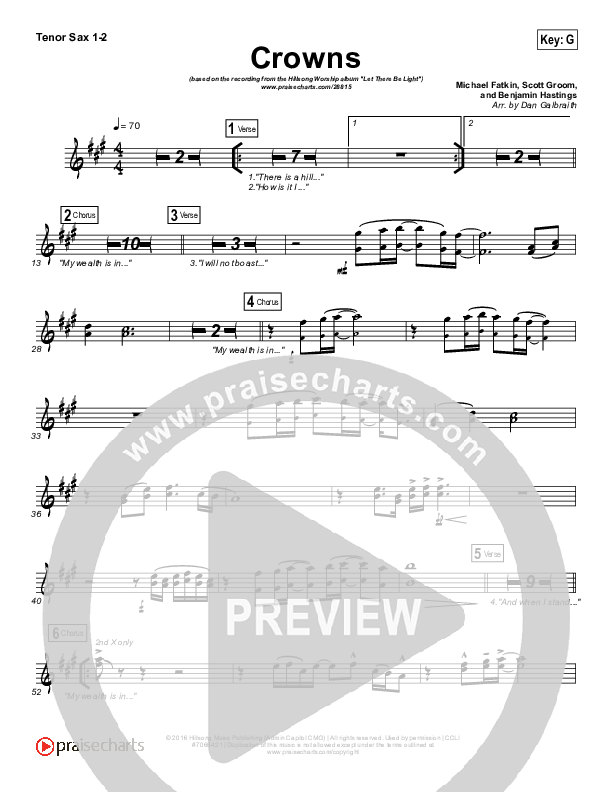 Crowns Tenor Sax 1/2 (Hillsong Worship)