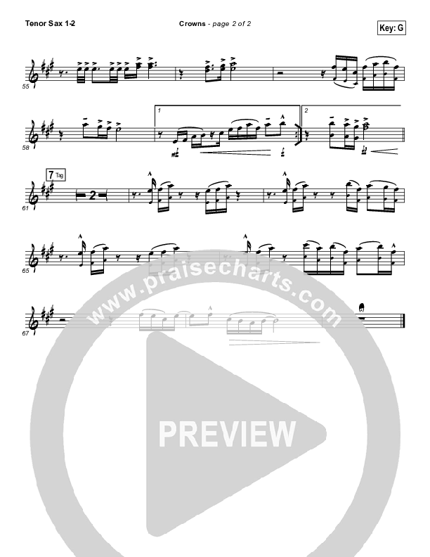 Crowns Tenor Sax 1/2 (Hillsong Worship)