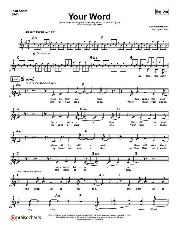 Your Word Lead (SAT) (Hillsong Worship)
