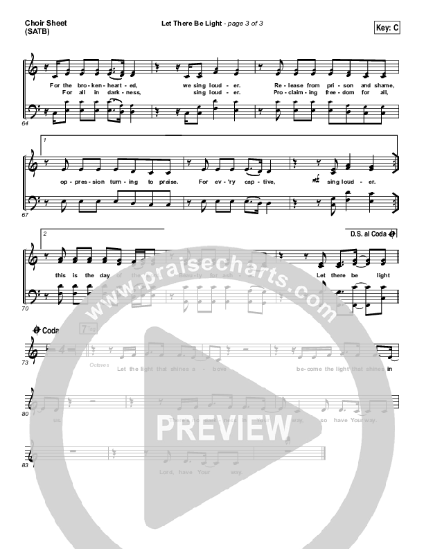 Let There Be Light Choir Vocals (SATB) (Hillsong Worship)