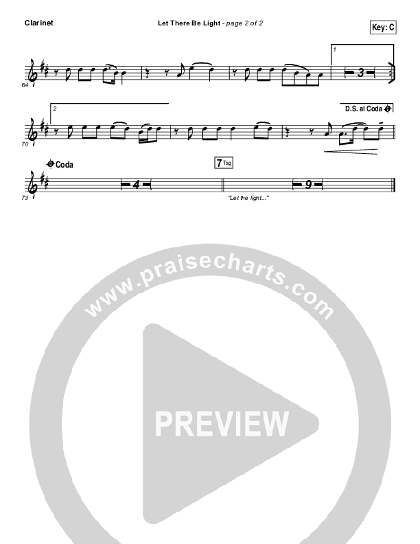 Let There Be Light Clarinet (Hillsong Worship)