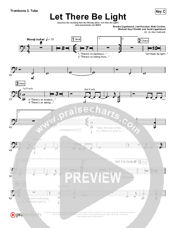Let There Be Light Trombone 3/Tuba (Hillsong Worship)