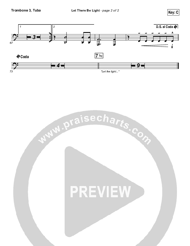 Let There Be Light Trombone 3/Tuba (Hillsong Worship)