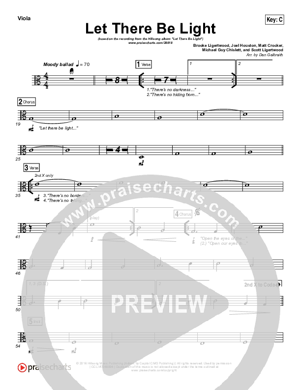 Let There Be Light Viola (Hillsong Worship)