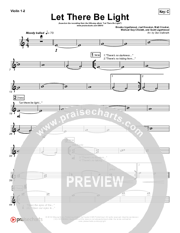 Let There Be Light Violin 1/2 (Hillsong Worship)