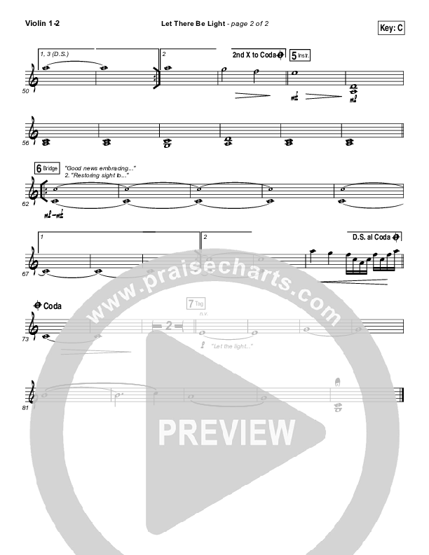 Let There Be Light Violin 1/2 (Hillsong Worship)