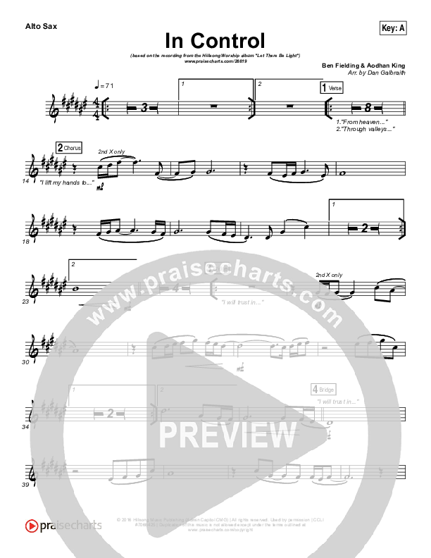 In Control Alto Sax (Hillsong Worship)