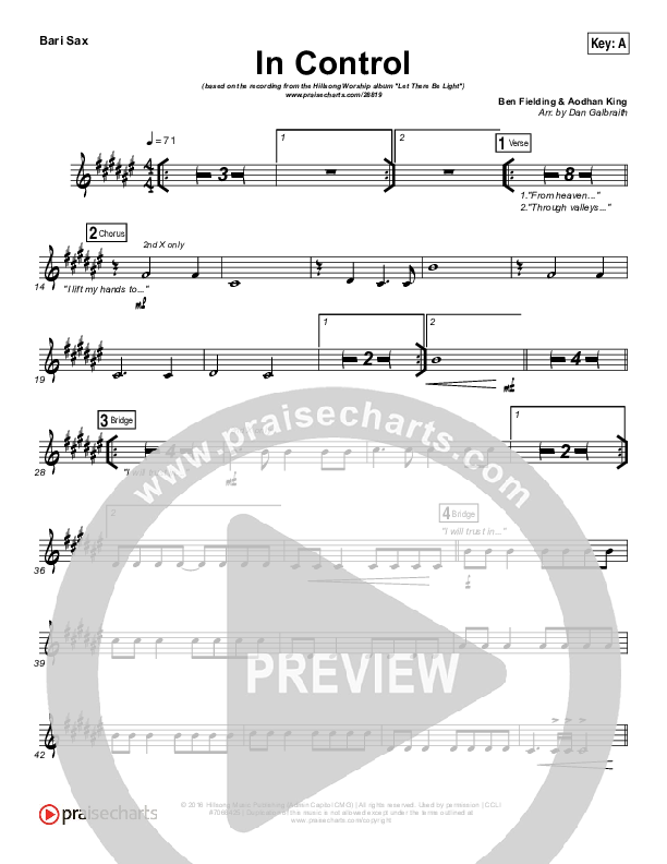 In Control Bari Sax (Hillsong Worship)