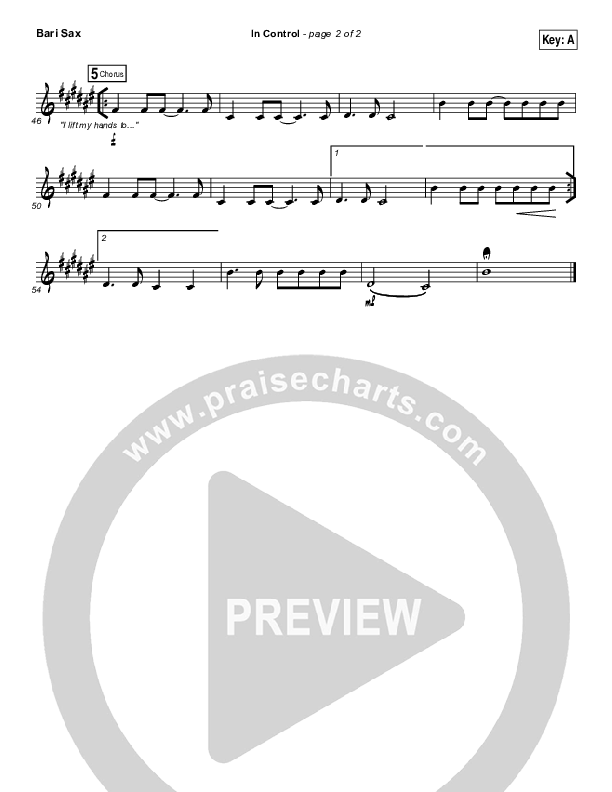 In Control Bari Sax (Hillsong Worship)
