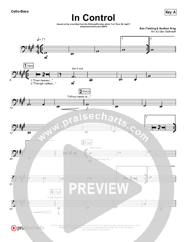 In Control Cello/Bass (Hillsong Worship)