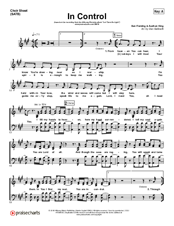 In Control Choir Sheet (SATB) (Hillsong Worship)