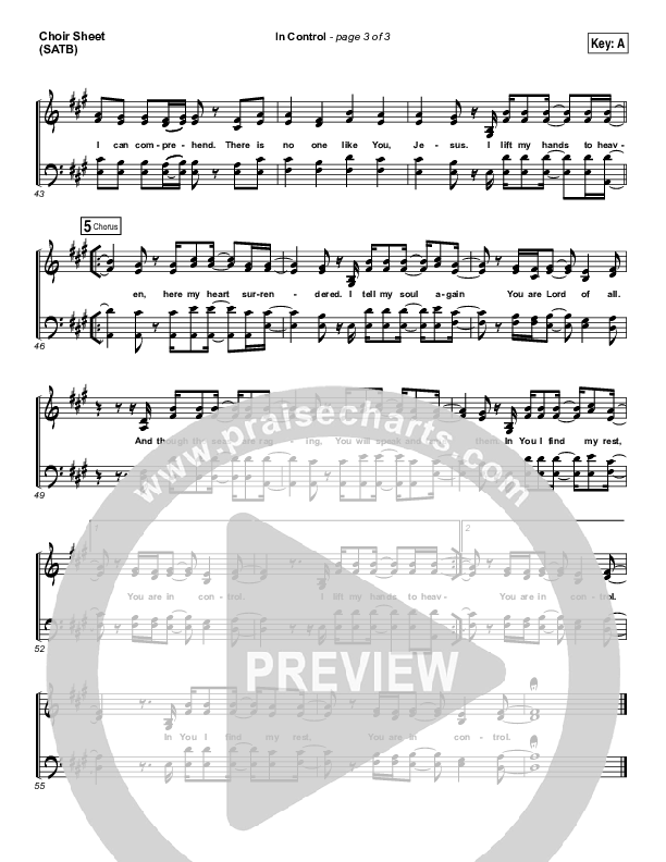 In Control Choir Sheet (SATB) (Hillsong Worship)