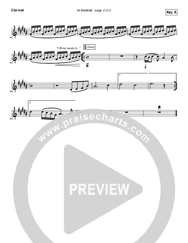 In Control Clarinet (Hillsong Worship)