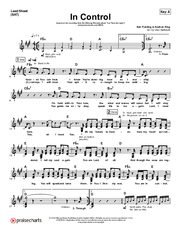 In Control Lead Sheet (SAT) (Hillsong Worship)
