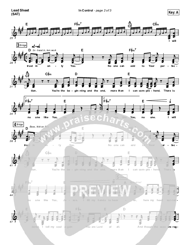 In Control Lead Sheet (SAT) (Hillsong Worship)