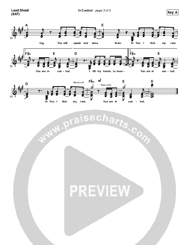 In Control Lead Sheet (SAT) (Hillsong Worship)