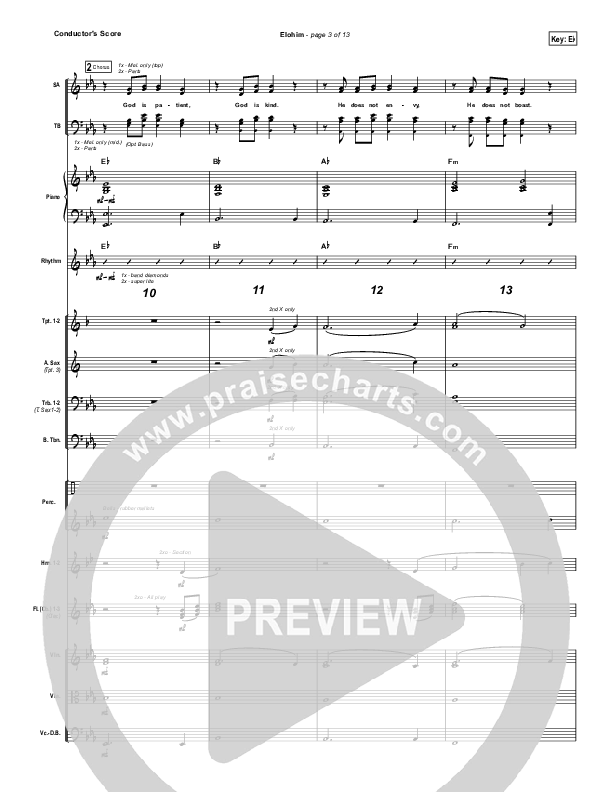 Elohim Conductor's Score (Hillsong Worship)