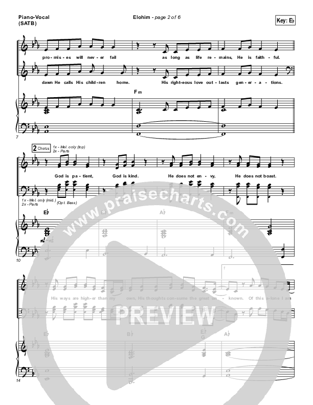 Elohim Piano/Vocal Pack (Hillsong Worship)