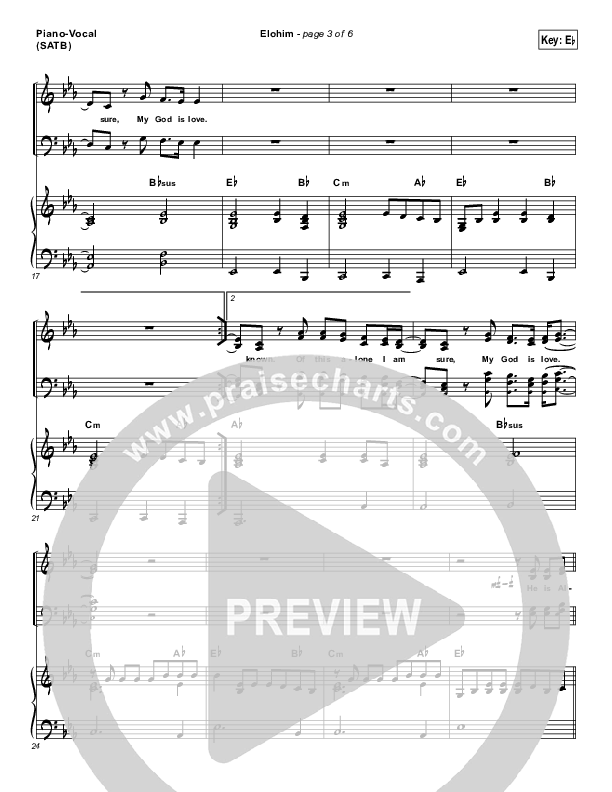 Elohim Piano/Vocal (SATB) (Hillsong Worship)