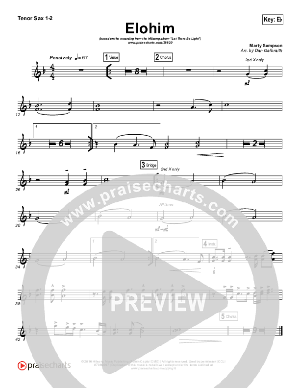 Elohim Tenor Sax 1/2 (Hillsong Worship)
