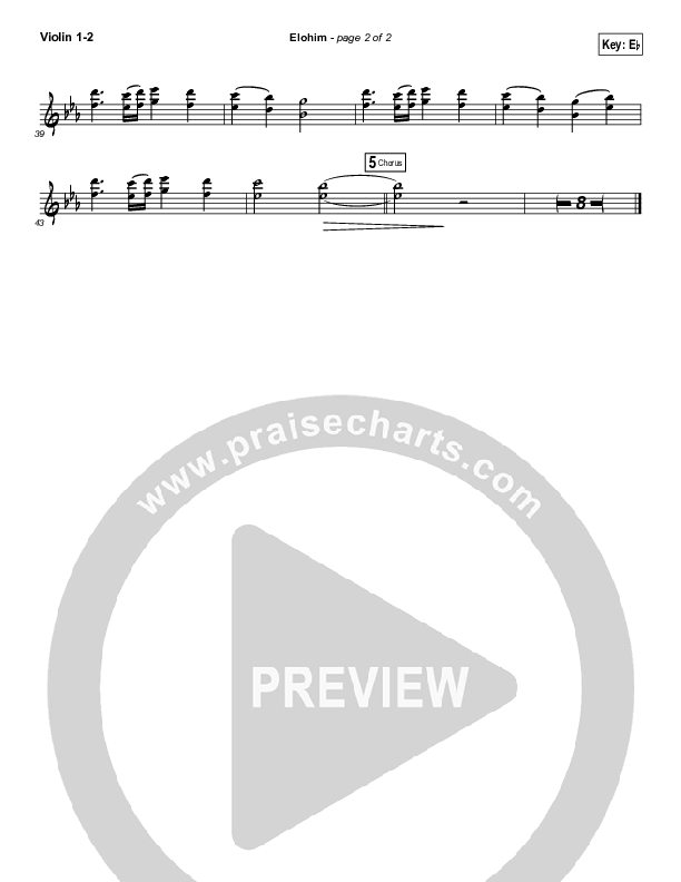 Elohim Violin 1/2 (Hillsong Worship)