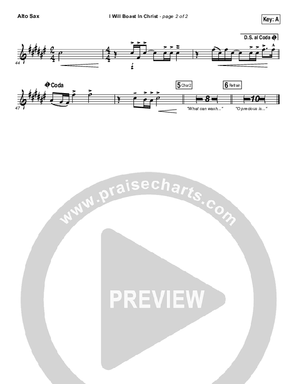 I Will Boast In Christ Alto Sax (Hillsong Worship)