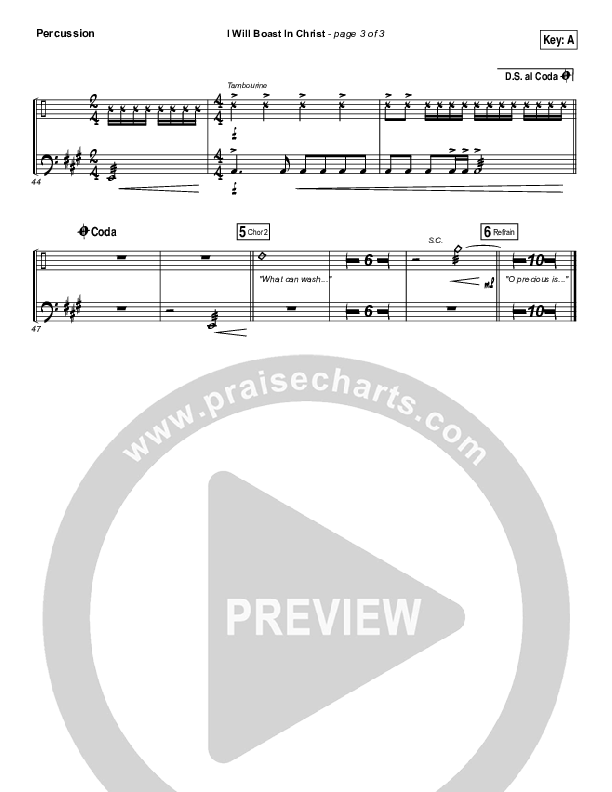 I Will Boast In Christ Percussion (Hillsong Worship)