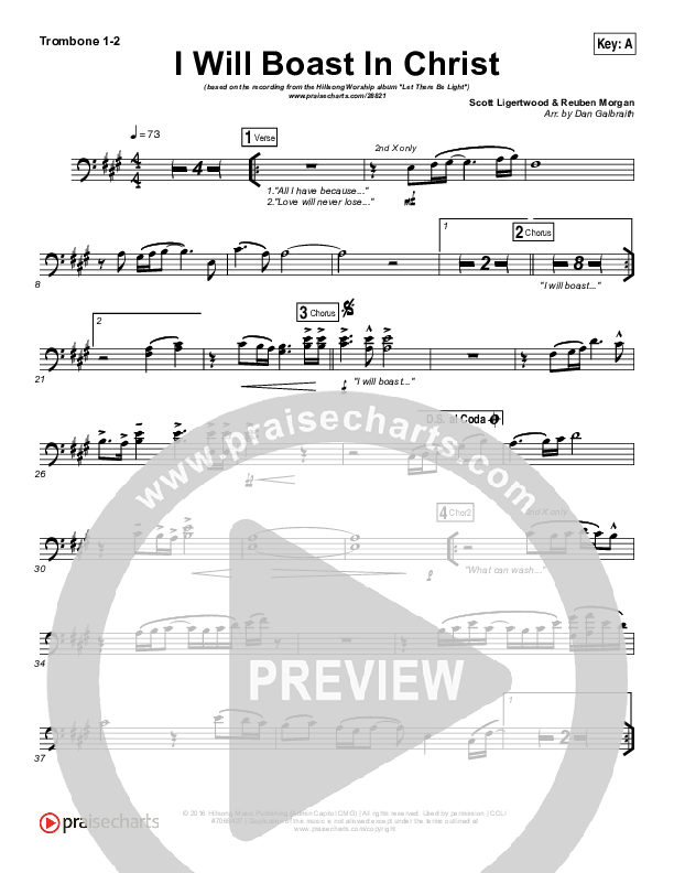 I Will Boast In Christ Trombone 1/2 (Hillsong Worship)