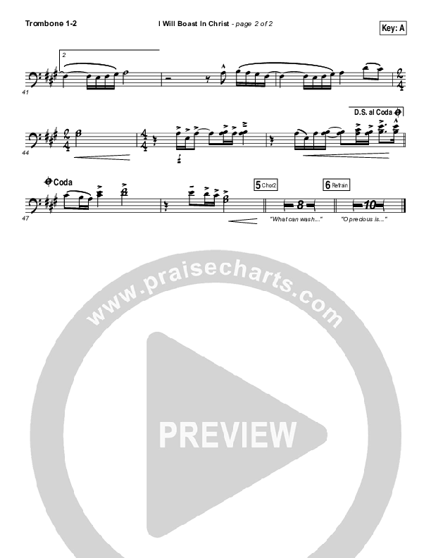 I Will Boast In Christ Trombone 1/2 (Hillsong Worship)