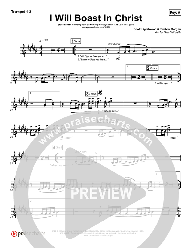 I Will Boast In Christ Trumpet 1,2 (Hillsong Worship)