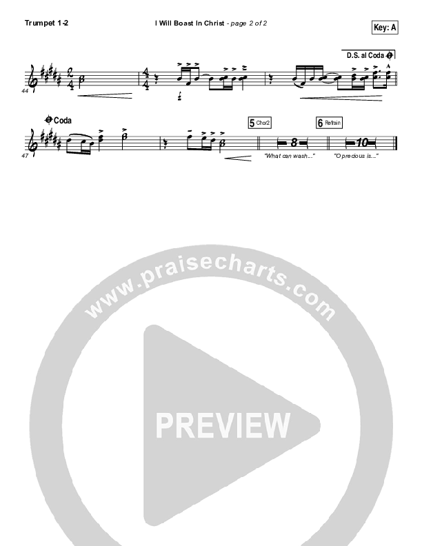 I Will Boast In Christ Trumpet 1,2 (Hillsong Worship)