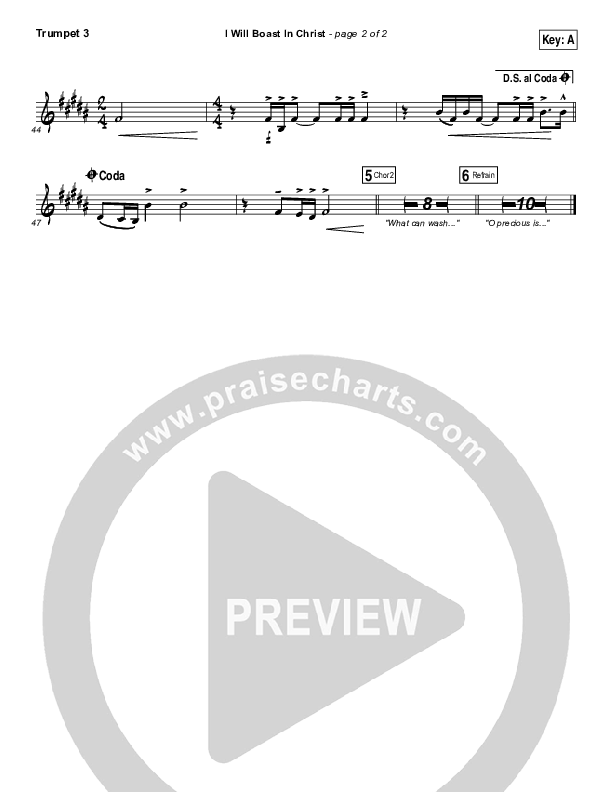 I Will Boast In Christ Trumpet 3 (Hillsong Worship)