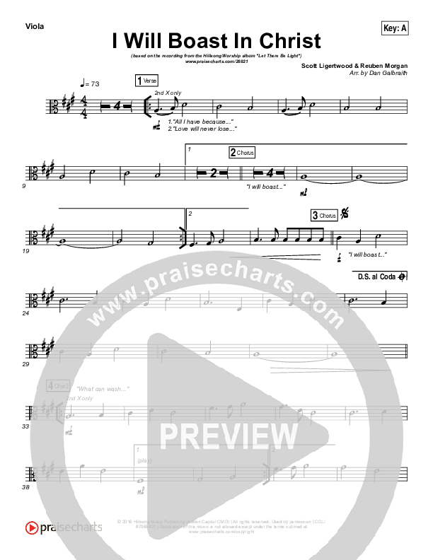 I Will Boast In Christ Viola (Hillsong Worship)