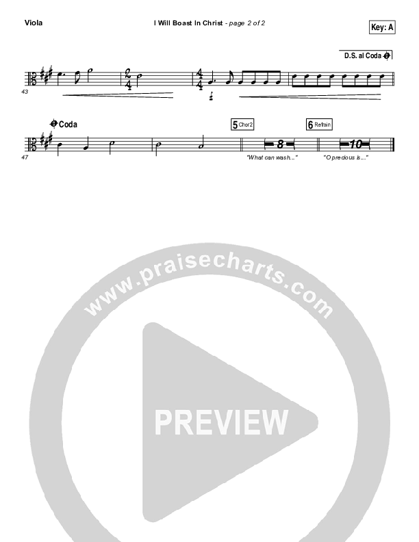 I Will Boast In Christ Viola (Hillsong Worship)