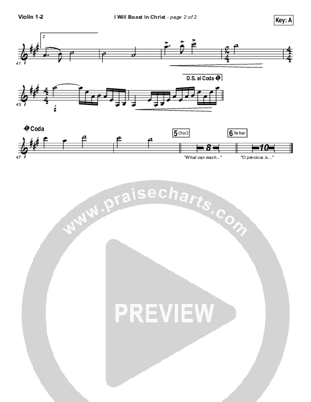 I Will Boast In Christ Violin 1/2 (Hillsong Worship)
