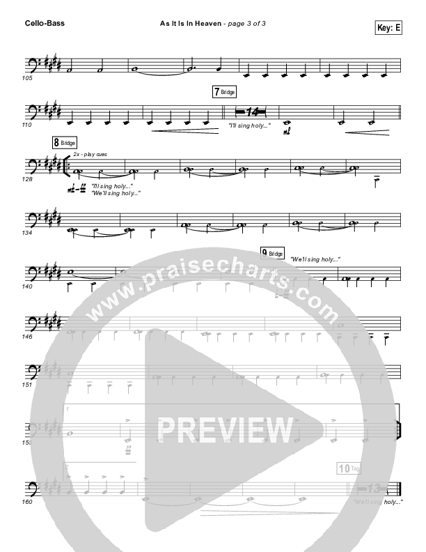 As It Is (In Heaven) Cello/Bass (Hillsong Worship)