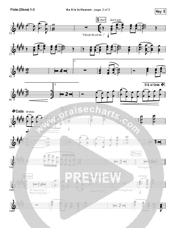 As It Is (In Heaven) Flute/Oboe 1/2/3 (Hillsong Worship)