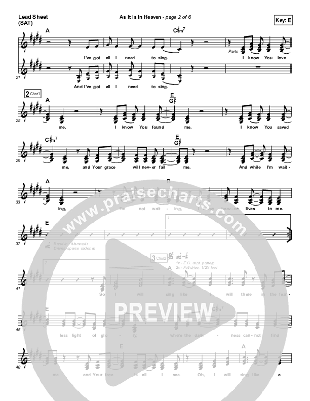 As It Is (In Heaven) Lead Sheet (SAT) (Hillsong Worship)