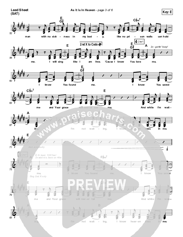 As It Is (In Heaven) Lead Sheet (SAT) (Hillsong Worship)