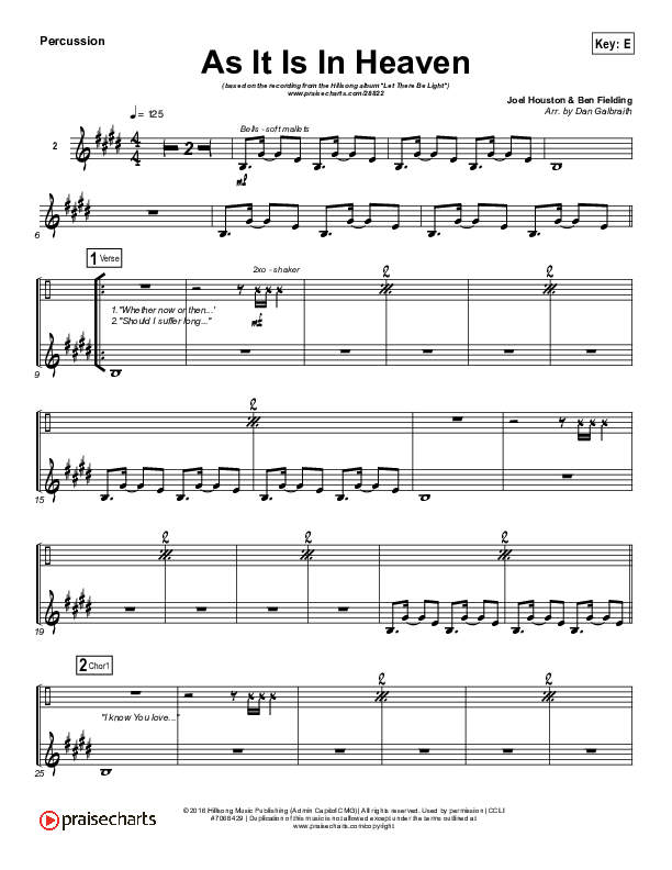 As It Is (In Heaven) Percussion (Hillsong Worship)