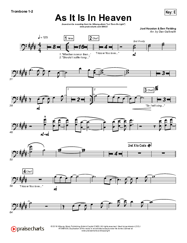 As It Is (In Heaven) Trombone 1/2 (Hillsong Worship)