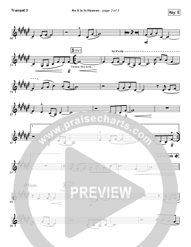 As It Is (In Heaven) Trumpet 3 (Hillsong Worship)