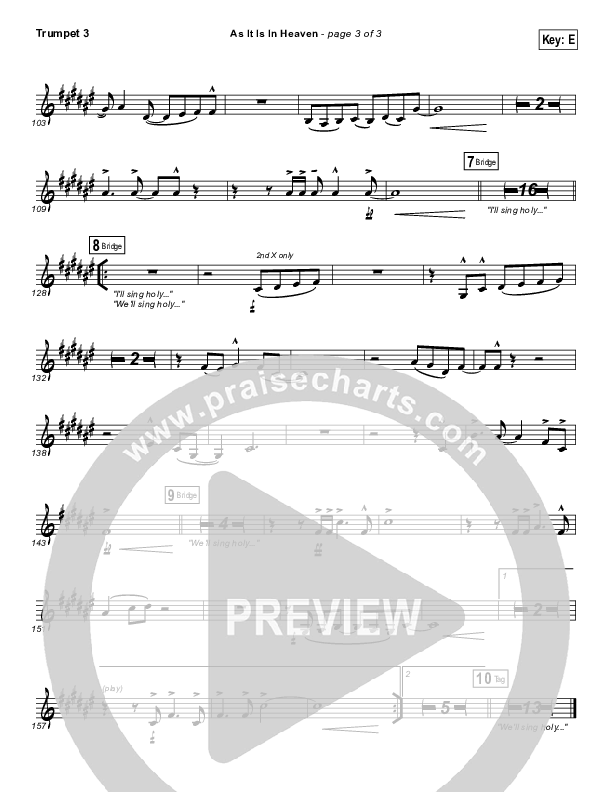 As It Is (In Heaven) Trumpet 3 (Hillsong Worship)