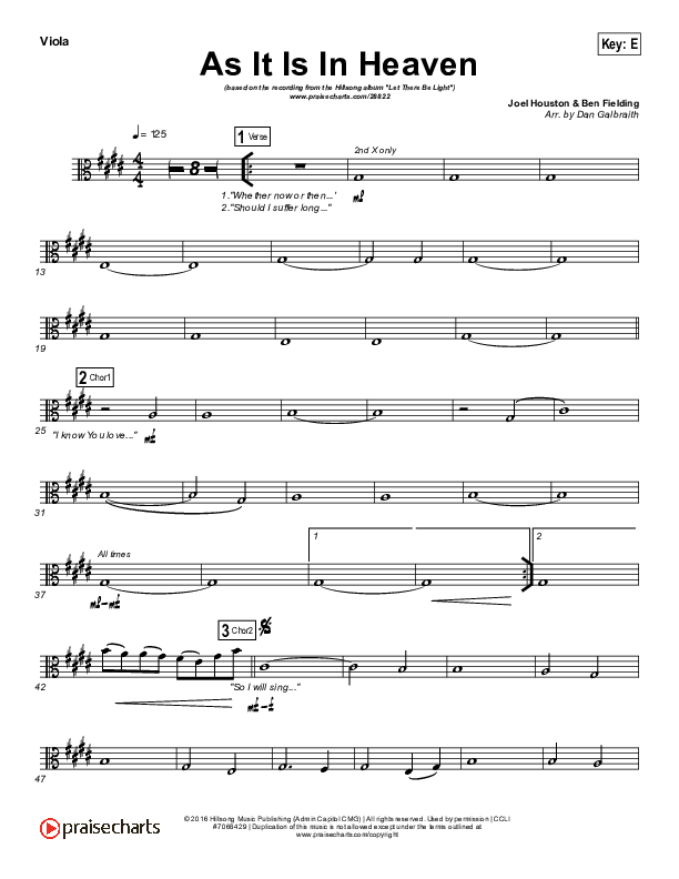 As It Is (In Heaven) Viola (Hillsong Worship)