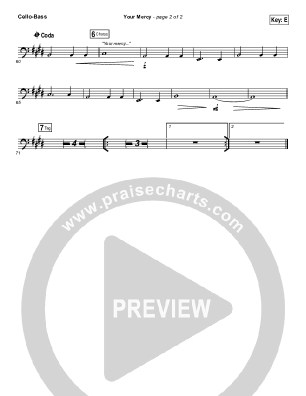 Your Mercy Cello/Bass (Paul Baloche)